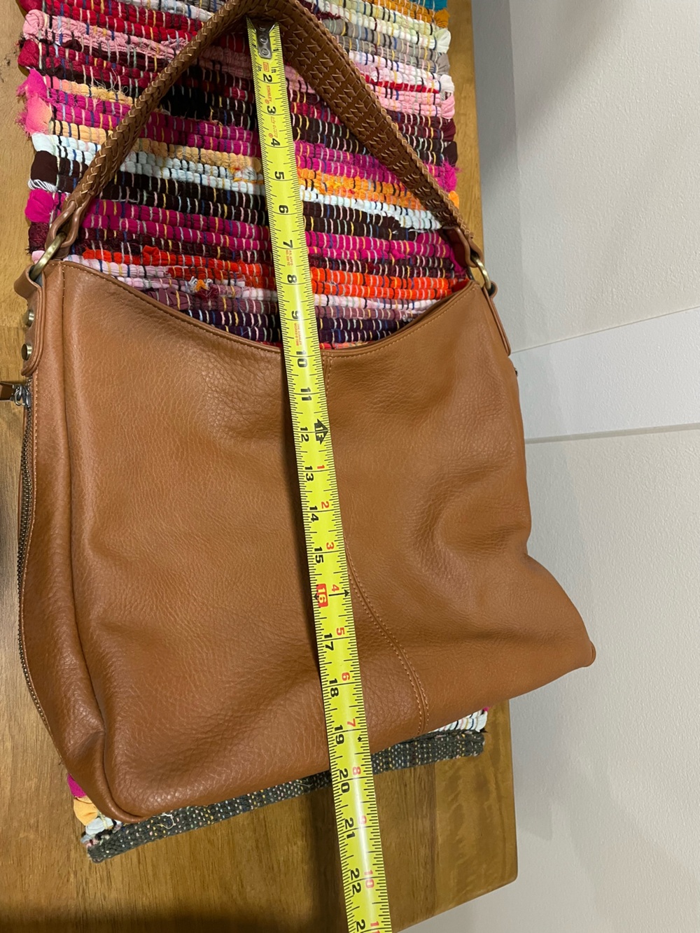 Vegan faux leather brown shoulder bag